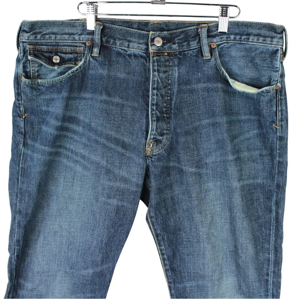POLO Ralph Lauren Rockland 320 Button Fly Jeans Mens Fit 38x31 Blue Flap Pocket